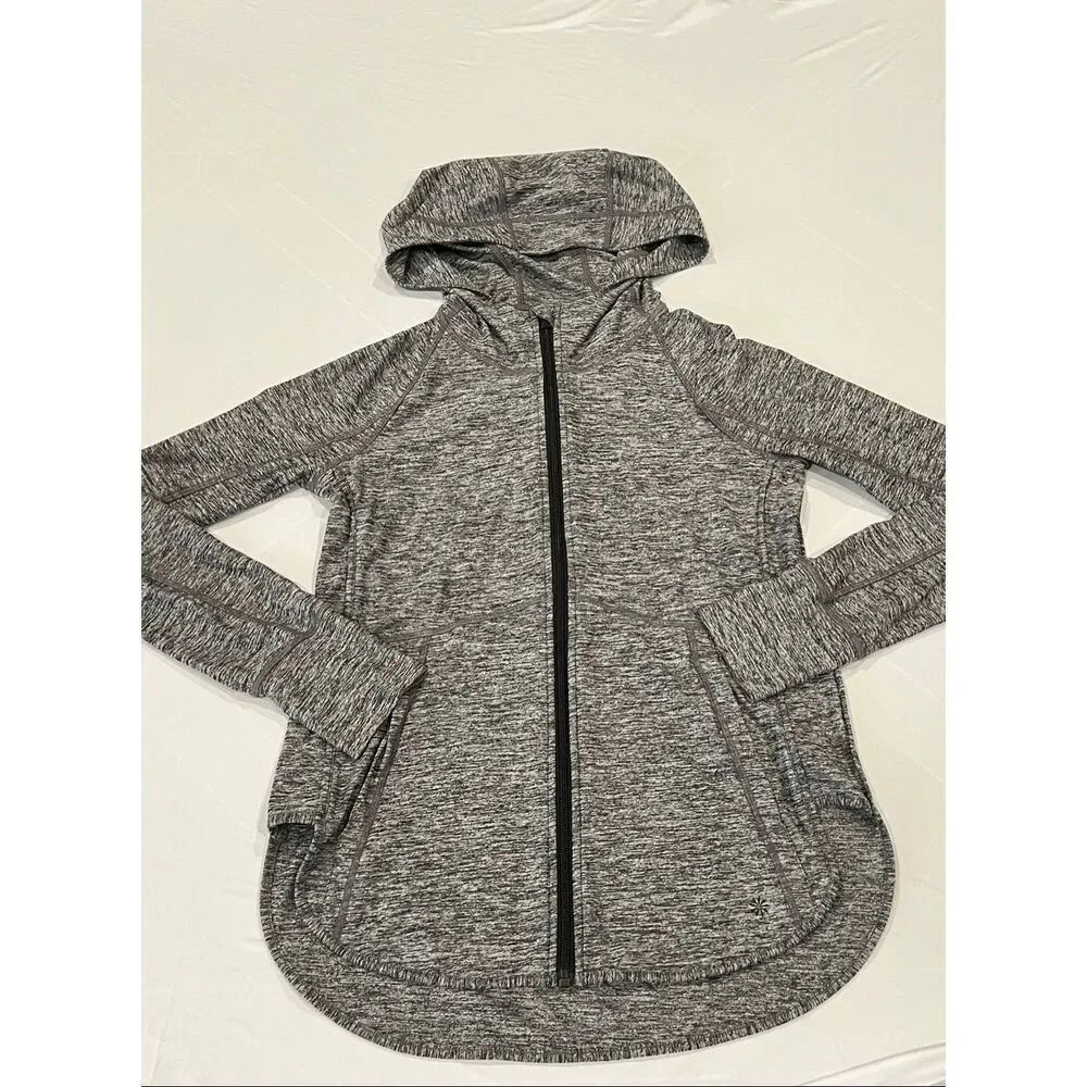 Athleta Women's Pacifica Baja UPF Heathered Full Zip Hoodie Jacket Gray Size XS